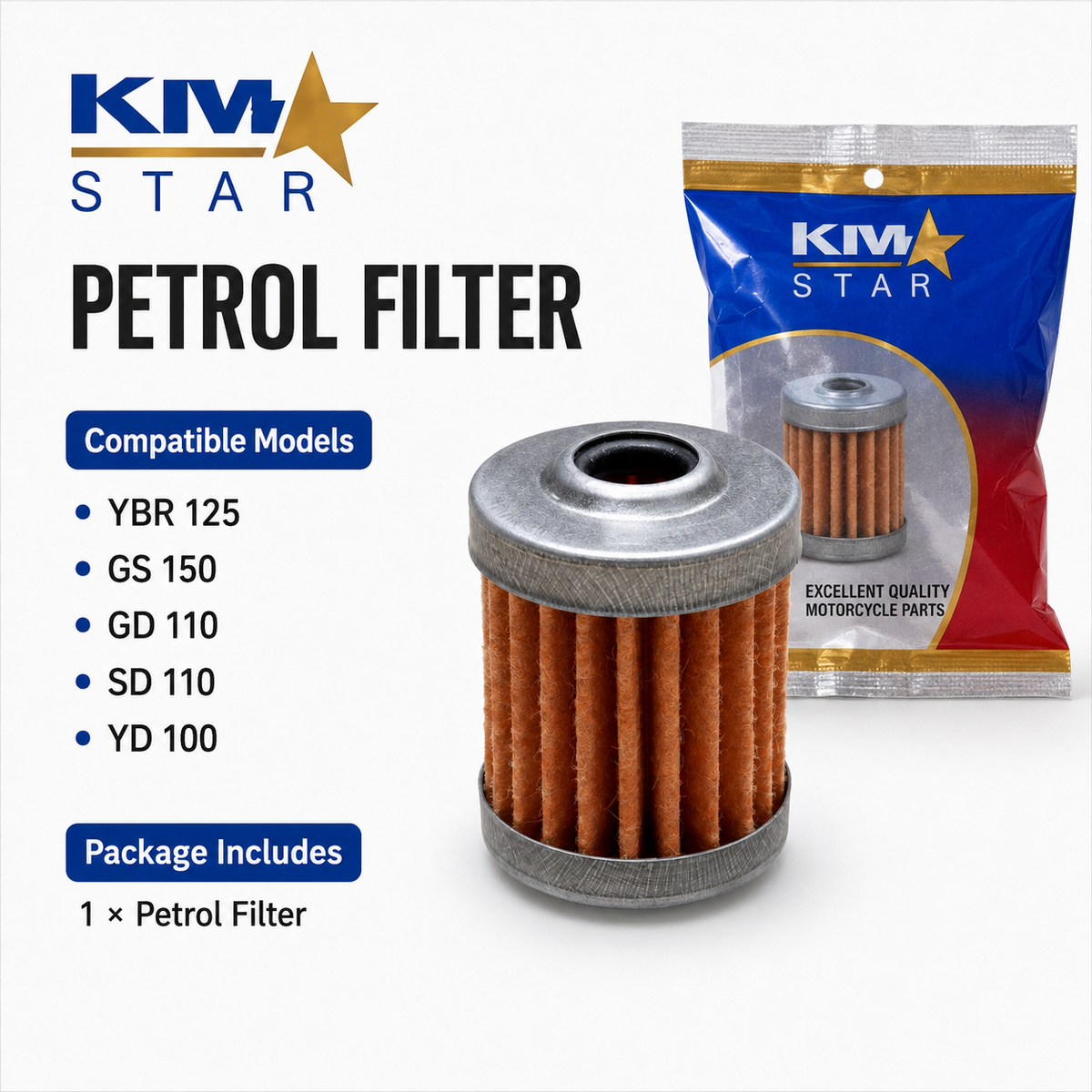 Petrol Filter for Yamaha YBR 125, YD110, Suzuki GS150, GD110, SD110 – KM STAR