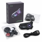 X3 Wireless Motorcycle Helmet Bluetooth Headset | 4 RGB Light Colors | Noise Reduction | Hard & Soft Mic Included