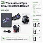 X3 Wireless Motorcycle Helmet Bluetooth Headset | 4 RGB Light Colors | Noise Reduction | Hard & Soft Mic Included