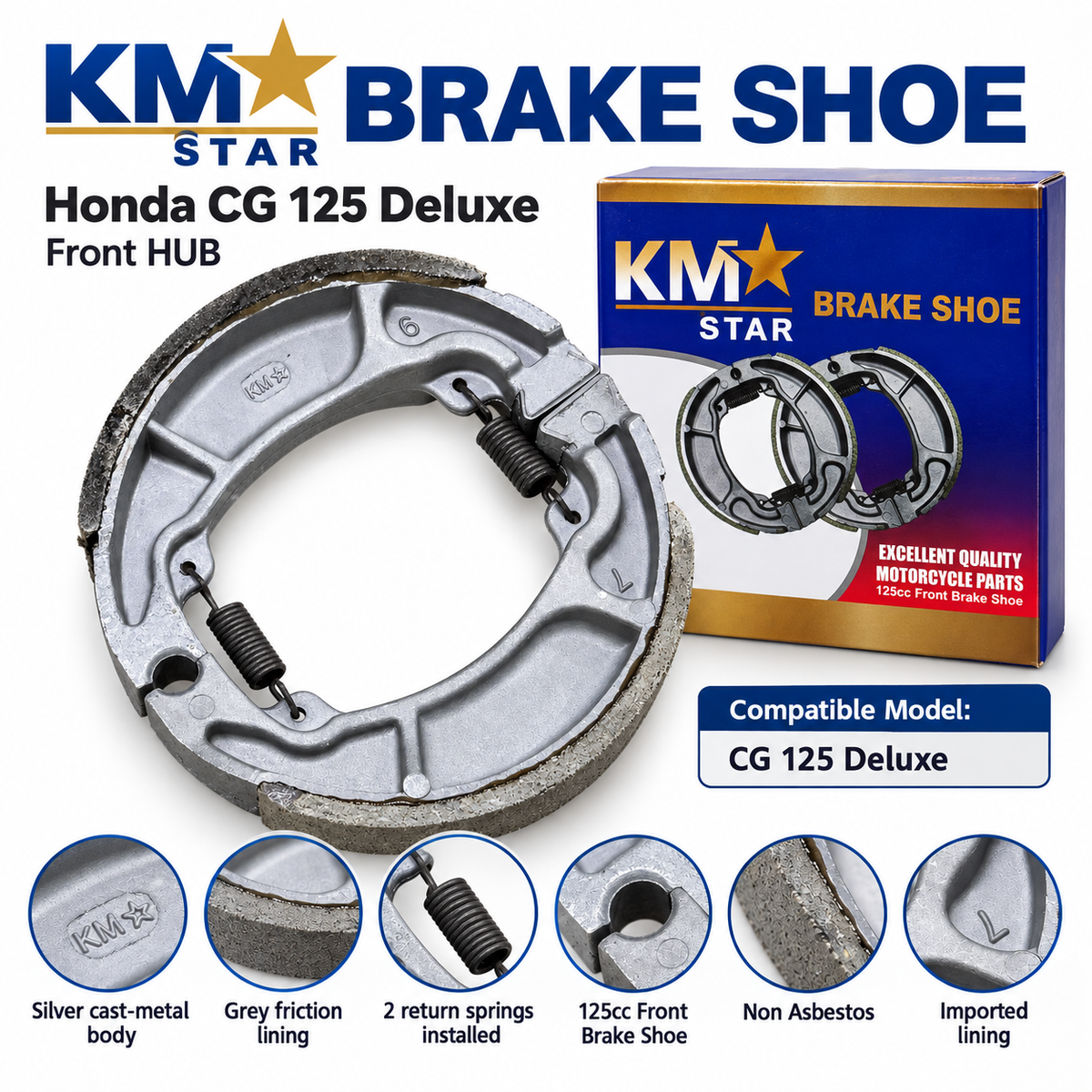 Brake Shoe for Honda CG125 Deluxe Front Hub – KM STAR